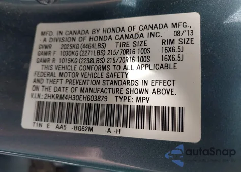 2014 Honda Cr-V Lx from USA, damaged, VIN 2HKRM4H30EH603879